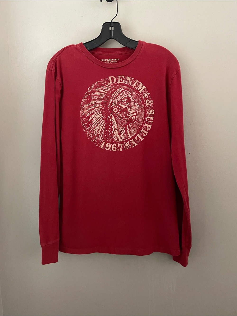 Ralph Lauren Denim & Supply Red Native Indian Chief T-Shirt Vintage